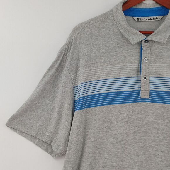 Travis Mathew Polo Shirt Mens XXL Gray Striped Golf Tennis Modal-Blend - Picture 3 of 16
